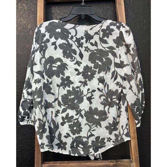 Olivia & Martin Women’s Hi-Lo 3/4 Peasant Sleeves Tie Front Top Size Large - Picture 2 of 6